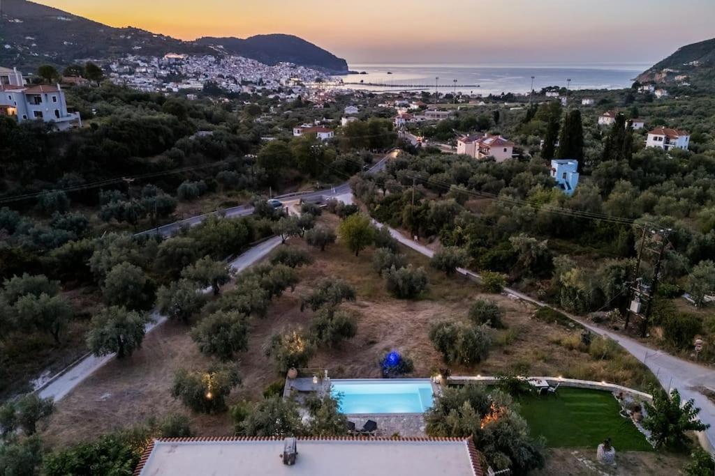 Skopelos Blue Heaven Pool Villa In Olive Grove Экстерьер фото